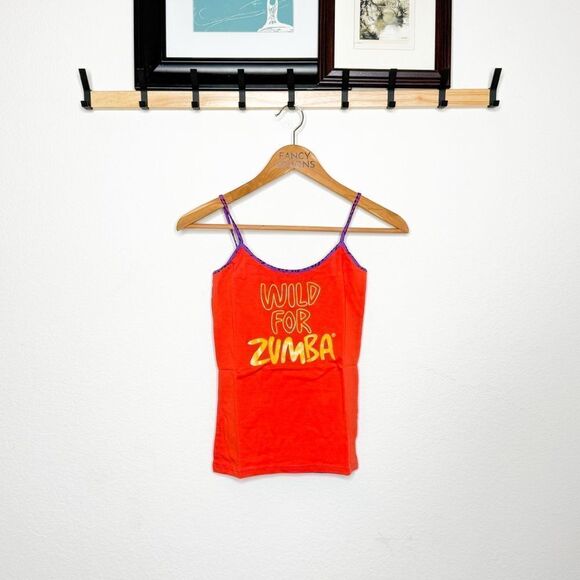 Zumba NWT! Wild for Zumba Spaghetti Strap Tank Coral Reversible Dance Fitness S - Picture 1 of 5